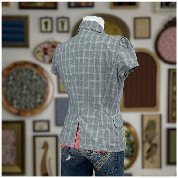 Kenzo Y2K Business Suit jacket Womens EU Size 42 US Size 4 Small Gray Plaid Vtg - Picture 8 of 12